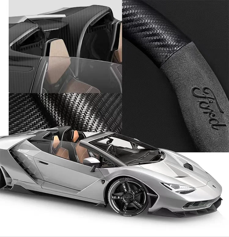 Car Anti-Slip Suede Carbon Fiber Steering Wheel Cover Ford ST EXPLORER EDGE Fiesta Focus Mondeo F150 Fusion Mustang Kuga Ranger thumbnail 3