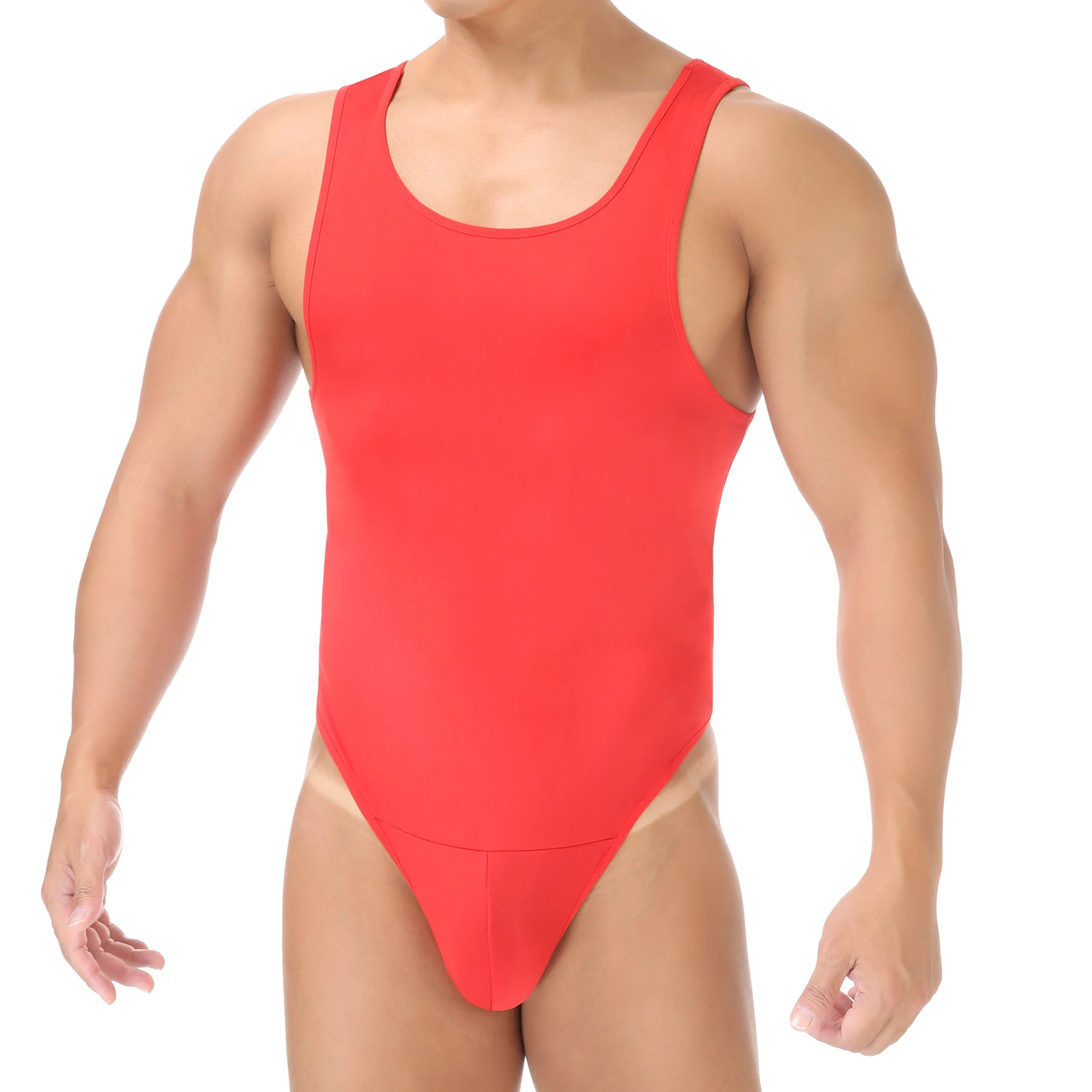 Men One-Piece Swimsuit Sexy Swim Bodysuit Man Bathing Suit Athletic Leotard Beachwear Swimwear Open Butts Erotic Lingerie thumbnail 3