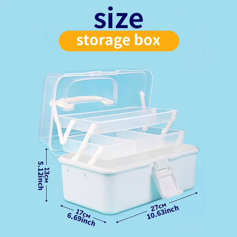 Large capacity storage box for art supplies, foldable multi-functional plastic portable makeup hair clip organizer box, thumbnail 4