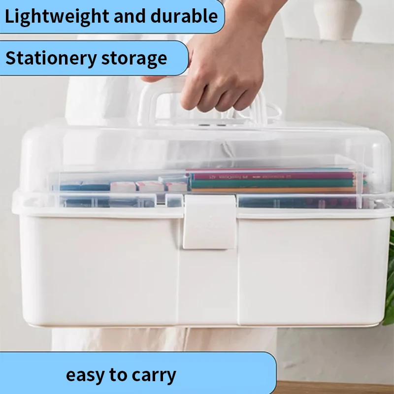 Large capacity storage box for art supplies, foldable multi-functional plastic portable makeup hair clip organizer box, thumbnail 3