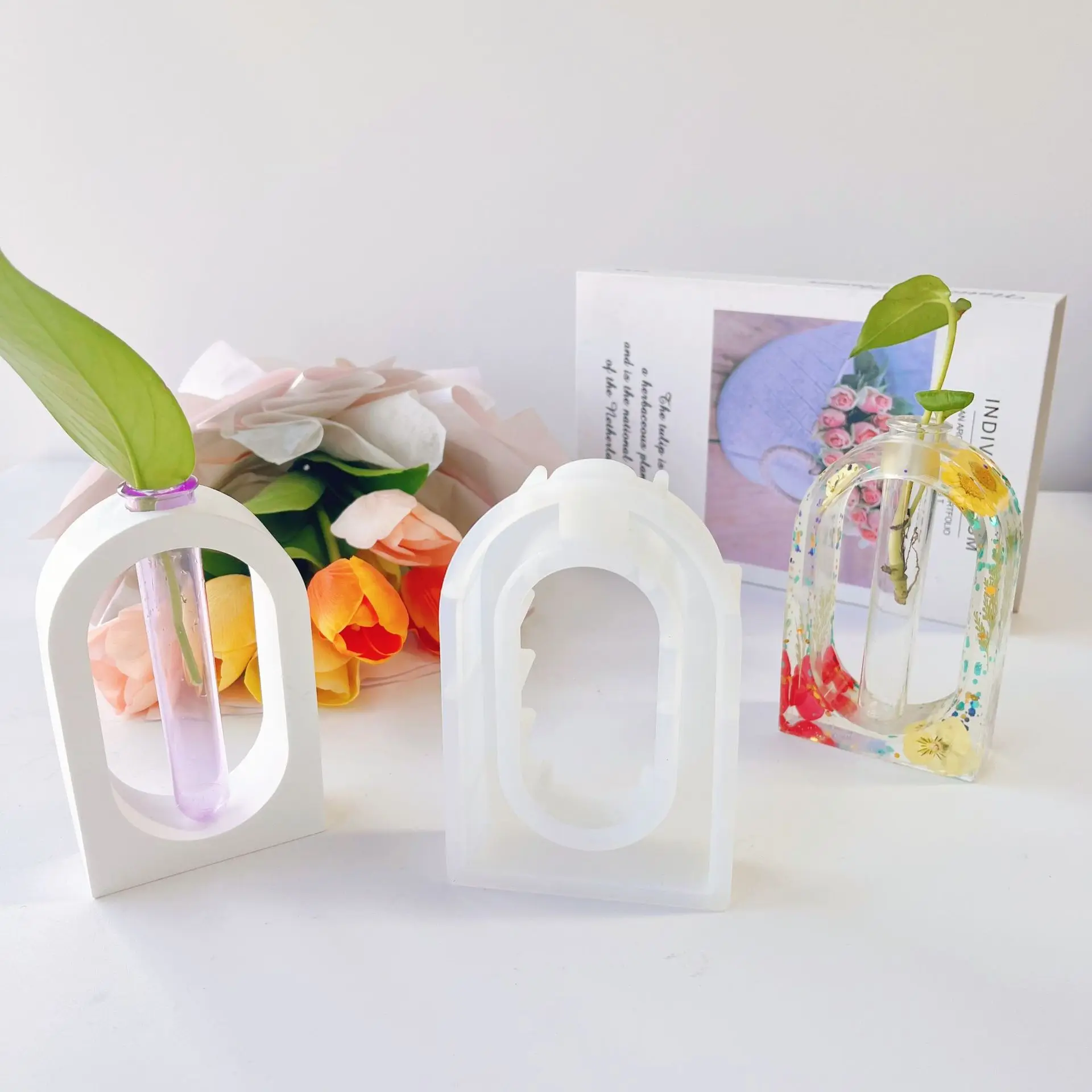 DIY Arched Flower Pot Silicone Mold Rectangular Round Craft Gift Hydroponics Vase Making Plaster Resin Casting Molds Home Decor thumbnail 2