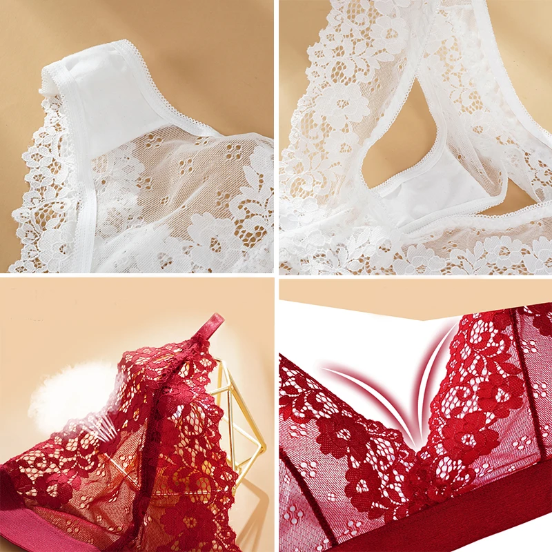 Sexy Lace Bra Sets Summer Women's Ultra-thin Lingerie Suit Brief Transparent No Wire Bra Breathable Intimate Underwear Exotic thumbnail 5