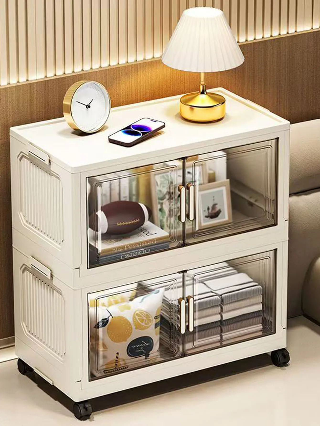 Storage Cabinet Folding Storage Box Home Living Room Toy Cabinet Storage Rack Snack Cabinet Installation-Free Kitchen Storage Cabinet Folding Storage Cabinet Organizer thumbnail 2