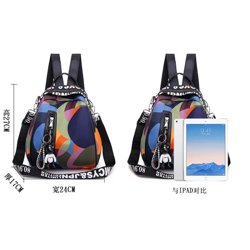 1pcs Oxford Fabric Casual Backpack Tote Bag Large Capacity Outdoor Travel Crossbody Bag Durable Lightweight Shoulder Bag thumbnail 6