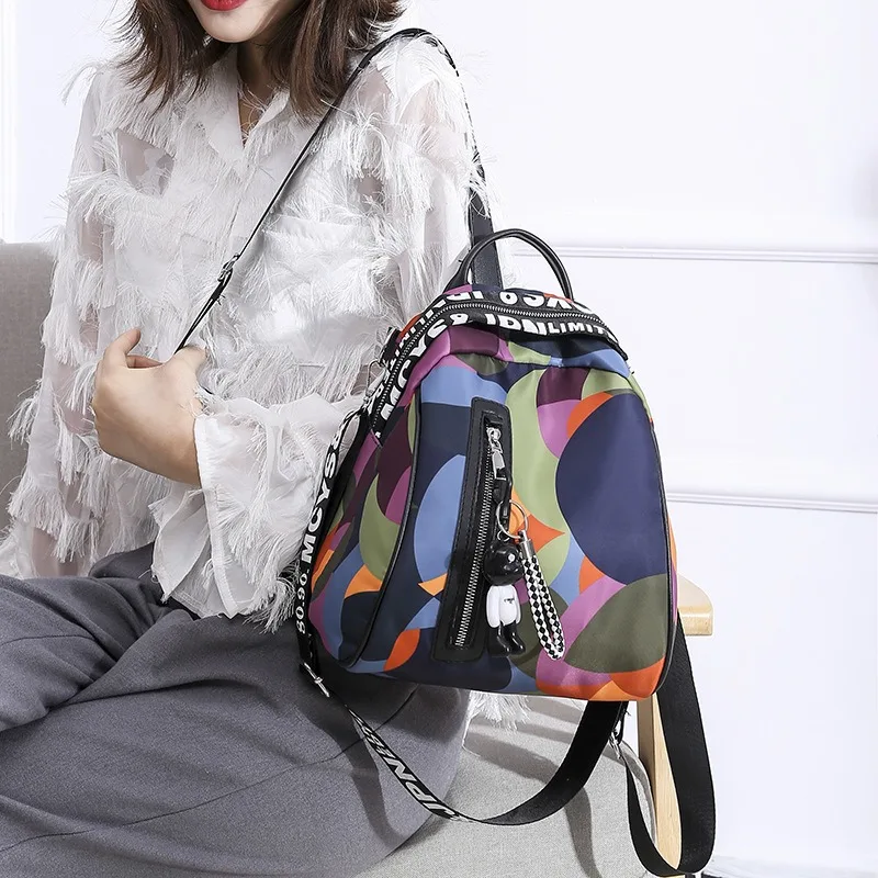 1pcs Oxford Fabric Casual Backpack Tote Bag Large Capacity Outdoor Travel Crossbody Bag Durable Lightweight Shoulder Bag thumbnail 3