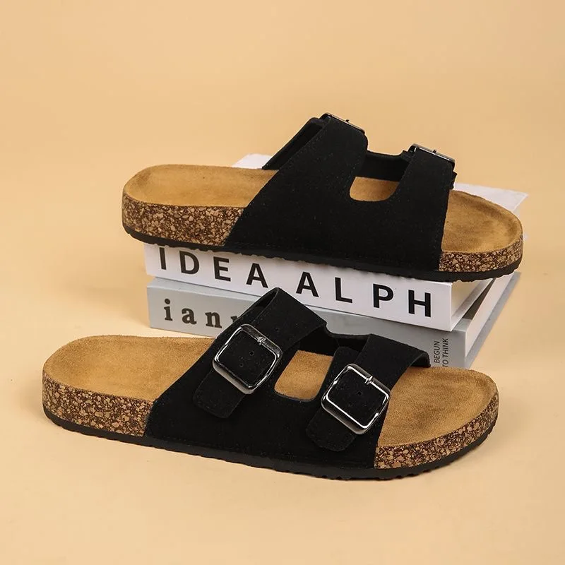 Men Clogs Fashion Shoes Outdoor Classic Cork Slide With Arch Support Beach Sandals Cork Suede Mules Slippers For Women Big Size thumbnail 2