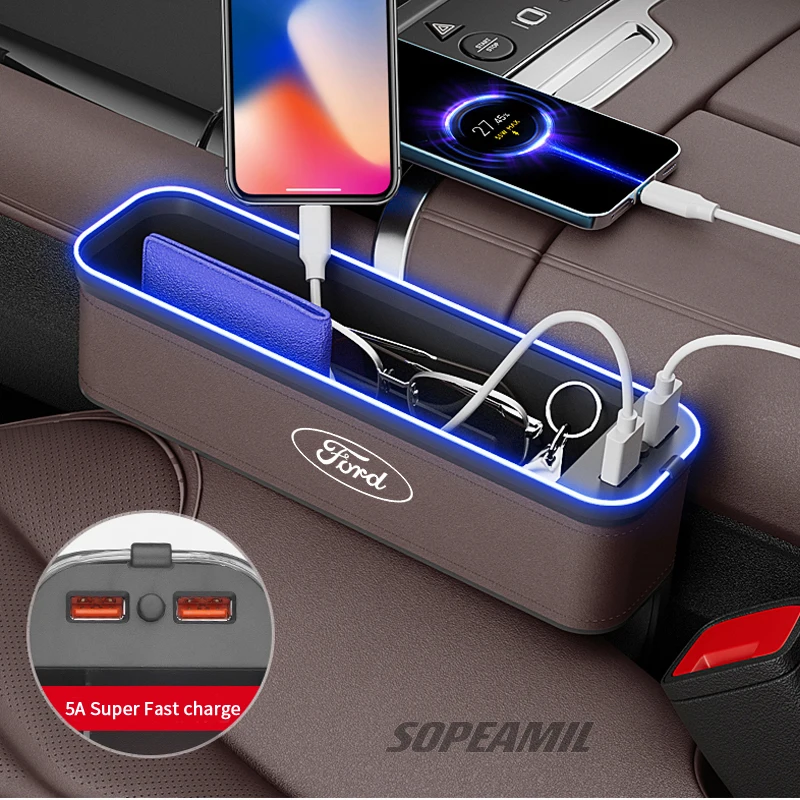 Car LED Light Multifunction Seat Crevice Storage Box Ford ST Mustang Kuga Ranger EXPLORER EDGE Fiesta Focus Mondeo F150 Fusion thumbnail 4