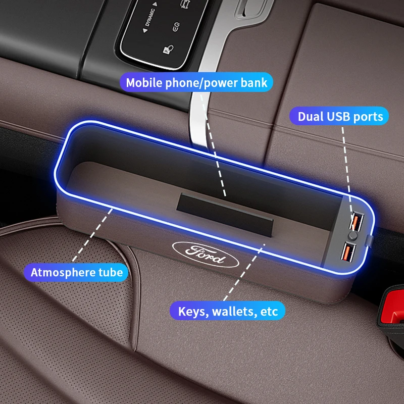 Car LED Light Multifunction Seat Crevice Storage Box Ford ST Mustang Kuga Ranger EXPLORER EDGE Fiesta Focus Mondeo F150 Fusion thumbnail 5