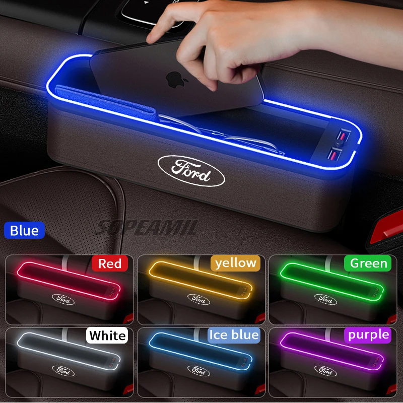 Car LED Light Multifunction Seat Crevice Storage Box Ford ST Mustang Kuga Ranger EXPLORER EDGE Fiesta Focus Mondeo F150 Fusion thumbnail 3