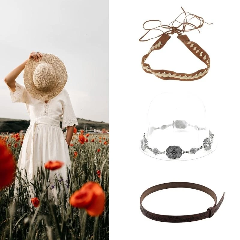Western Hat Band For Fedoras Hat Bands Panama Hat Bands Leather Hat Bands For Men Western Hat Belt Bands Straw Hat Bands thumbnail 6