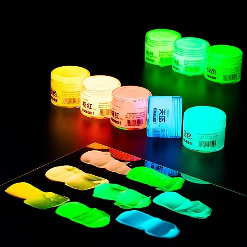 Glow-in-the-dark Pigment 20ml Fluorescent Acrylic Pigment Luminous Paint Hand-painted Graffiti DIY Bag Shoes Nightglow Pigment thumbnail 2