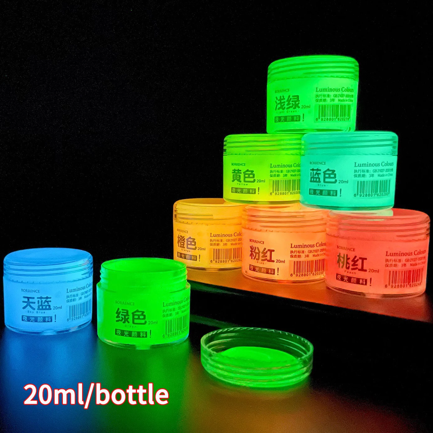 Glow-in-the-dark Pigment 20ml Fluorescent Acrylic Pigment Luminous Paint Hand-painted Graffiti DIY Bag Shoes Nightglow Pigment thumbnail 6