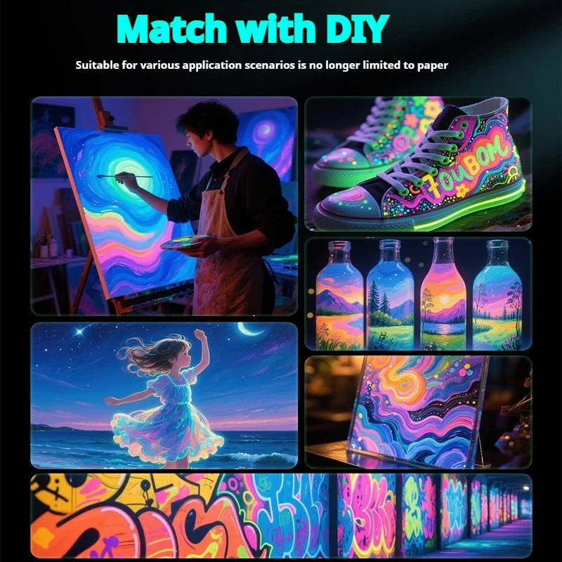 Glow-in-the-dark Pigment 20ml Fluorescent Acrylic Pigment Luminous Paint Hand-painted Graffiti DIY Bag Shoes Nightglow Pigment thumbnail 5