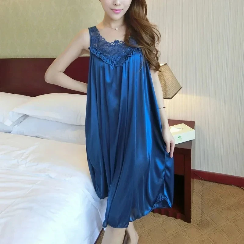 Sexy Night Dress Ice Silk Satin Sleepwear Female Nightgown Women Sleeping Dresses Night Shirts. thumbnail 3