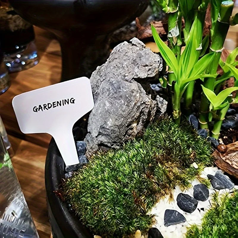 100Pcs T-Shaped Garden Labels Waterproof Plastic Plant Markers for Indoor & Outdoor Gardens thumbnail 3