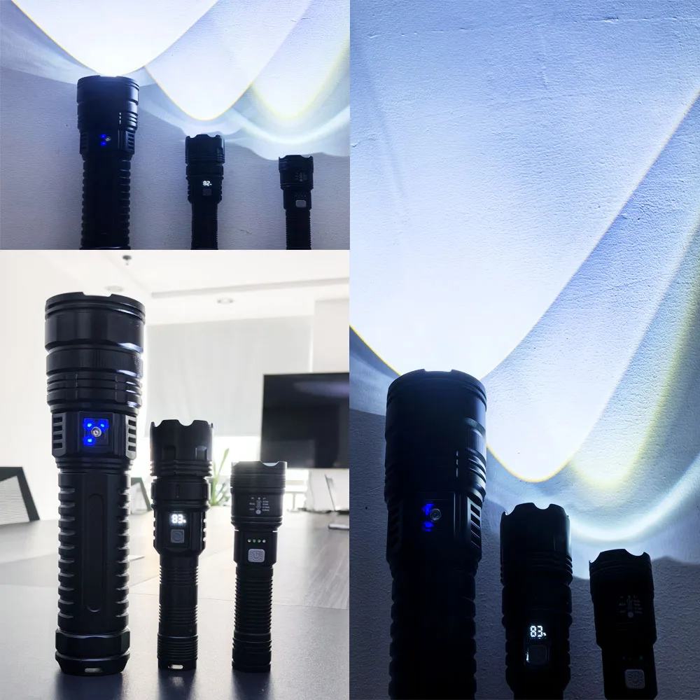 High Power Long-range Lantern Super Bright LED Flashlight USB Rechargeable Tactical Torch With Sidelight Lamp Waterproof Outdoor thumbnail 2