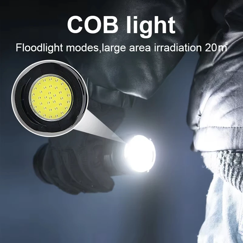 High Power Long-range Lantern Super Bright LED Flashlight USB Rechargeable Tactical Torch With Sidelight Lamp Waterproof Outdoor thumbnail 3