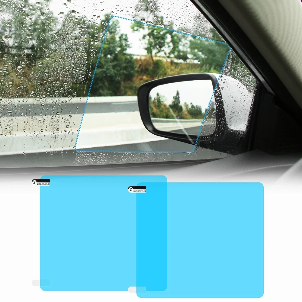 2-8Pc Car Rearview Mirror Protective Film Side Windows Sticker Anti Fog Glare Rainproof Waterproof Mirror Film Clear Nano Coatin thumbnail 2