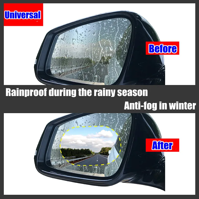 2-8Pc Car Rearview Mirror Protective Film Side Windows Sticker Anti Fog Glare Rainproof Waterproof Mirror Film Clear Nano Coatin thumbnail 5