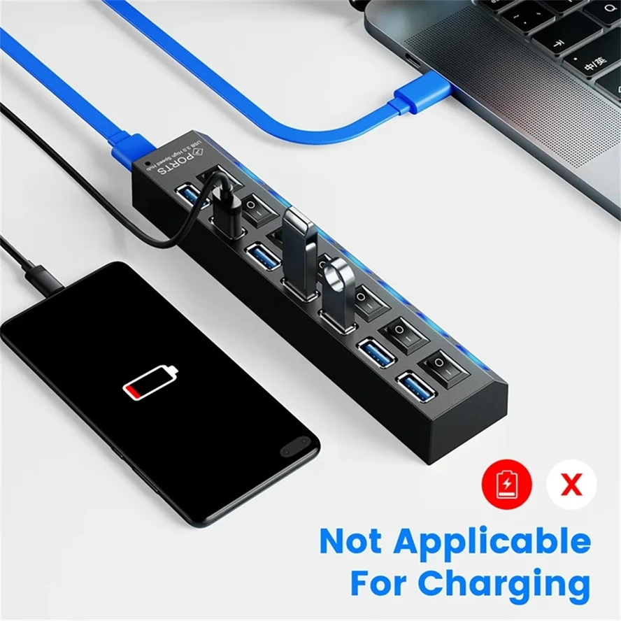 Switch Extension Hub 4/7port USB 3.0 Hub Computer USB 3.0 Extension Hub One Drag Seven USB 3.0 Splitter for PC Laptop Desktop thumbnail 2
