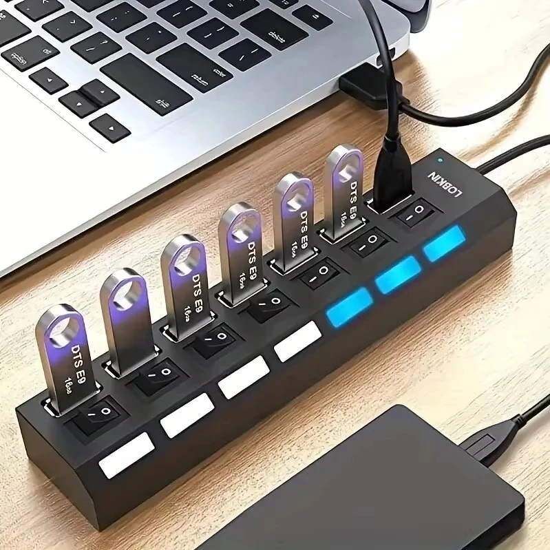Switch Extension Hub 4/7port USB 3.0 Hub Computer USB 3.0 Extension Hub One Drag Seven USB 3.0 Splitter for PC Laptop Desktop thumbnail 5