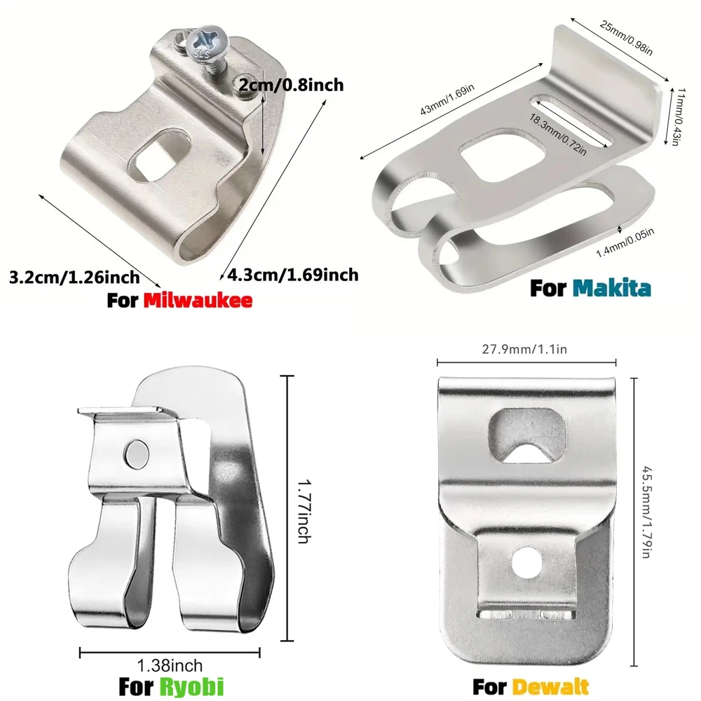 1/5/10Pcs Belt Clip Hook with Screw for Makita/Dewalt/Milwaukee/Ryobi 18V 20V Impact Wrench Driver Drill Power Tools Accessories thumbnail 2