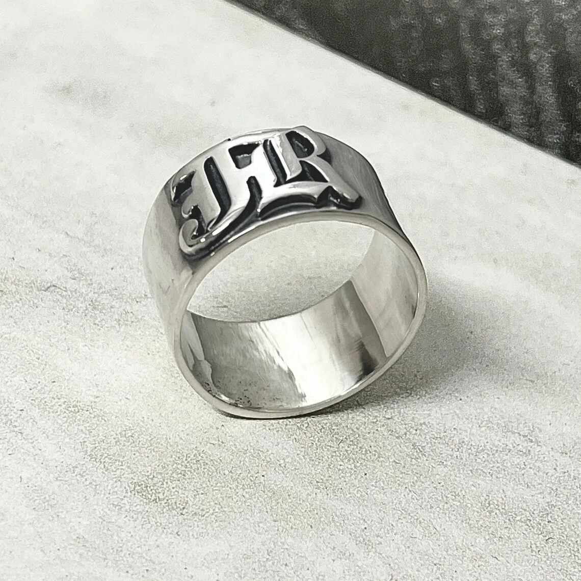 12MM Men' Gothic Rings Personalized Old English Hip-hop Name Ring Customized Couple Wedding Rings Stainless Steel Jewelry Gift thumbnail 5