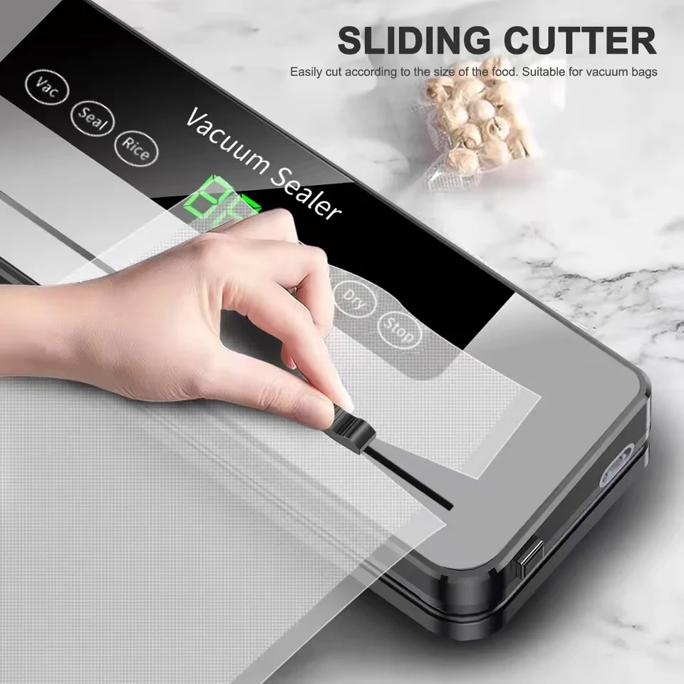 Electric Vacuum Sealer Food Storage Seal Touch Button Dry/Wet Built-in Cutter Kitchen Food Sealing Vacuum packaging machine thumbnail 2