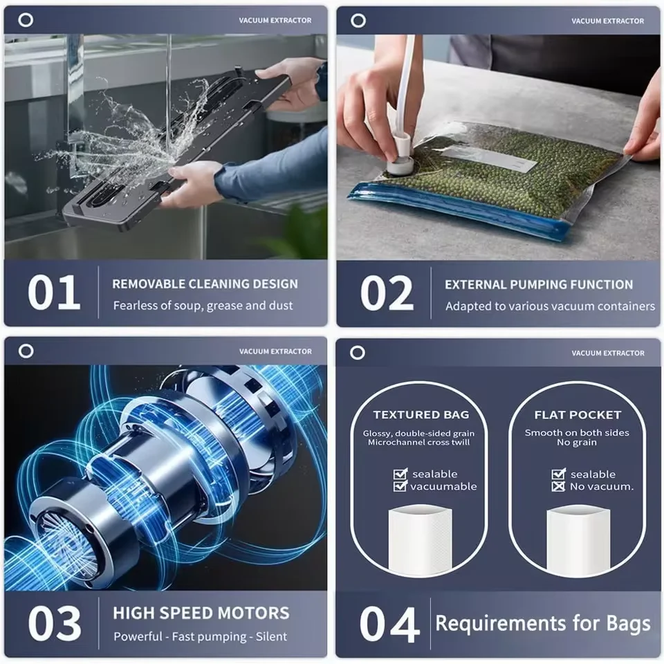 Electric Vacuum Sealer Food Storage Seal Touch Button Dry/Wet Built-in Cutter Kitchen Food Sealing Vacuum packaging machine thumbnail 5