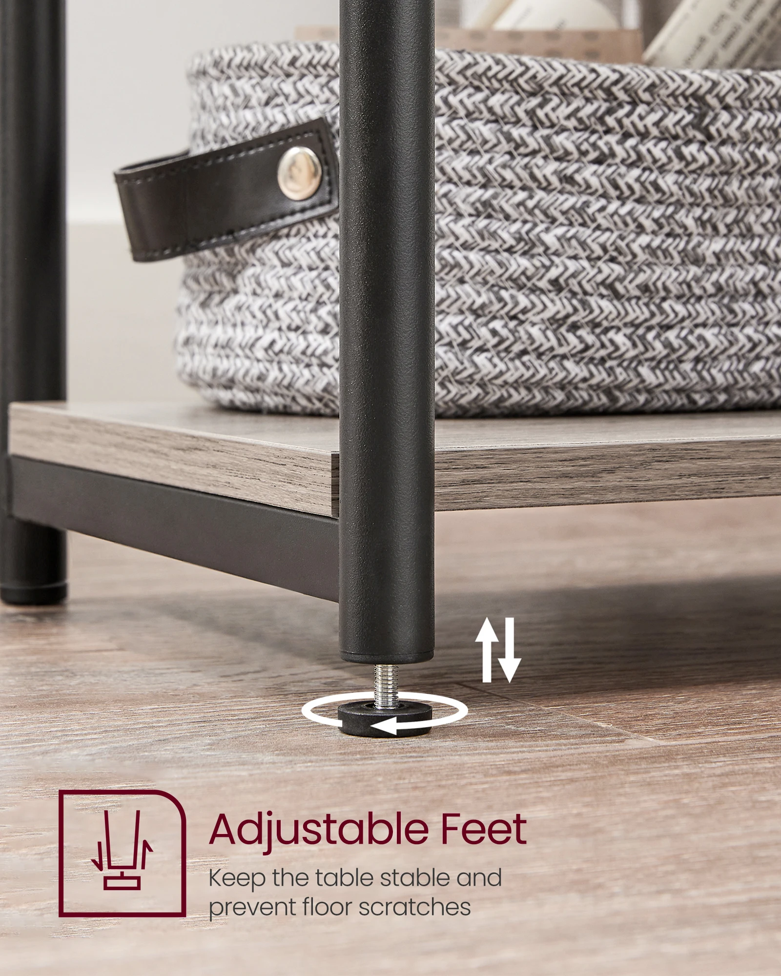 VASAGLE Sofa Side Table, 3-Tier End Table, Bedside Table with Steel Frame thumbnail 4