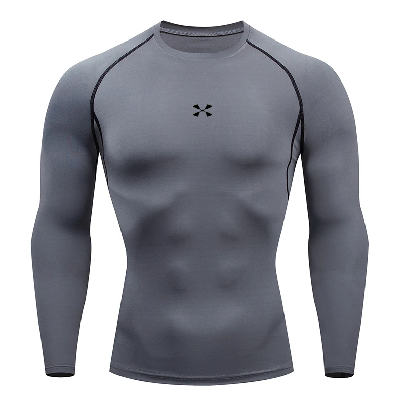 Compression T Shirt Men Summer Sportswear Running T-shirt Elastic Quick Dry Sport Tops Tee Athletic Gym Workout Shirts Men thumbnail 2