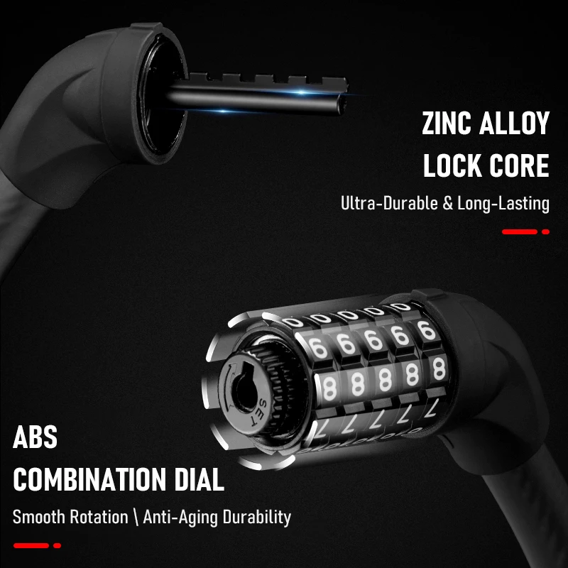5-Digit Combination Bike Lock - Heavy-Duty Universal Bicycle Lock for Mountain Bike/Scooter/&Motorcycles - Anti-Theft Protection thumbnail 4