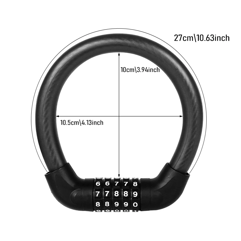 5-Digit Combination Bike Lock - Heavy-Duty Universal Bicycle Lock for Mountain Bike/Scooter/&Motorcycles - Anti-Theft Protection thumbnail 6