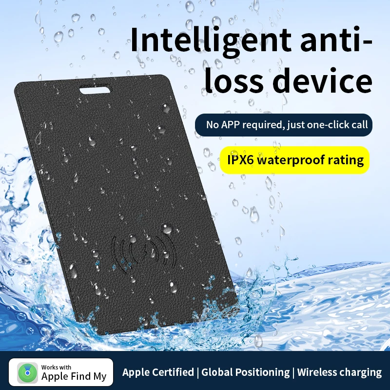 Wireless Charging Tracking Card Smart Waterproof GPS Locator Wallet Finder Works with Apple Find My App Blootooth Mini Tracker