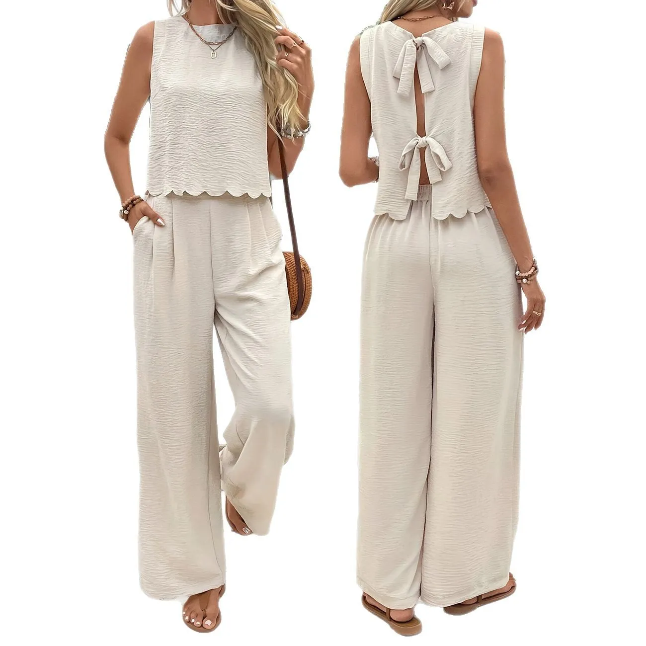 2025 Summer New Women's Fashion Sleeveless Tank Top Casual Pants Set thumbnail 5