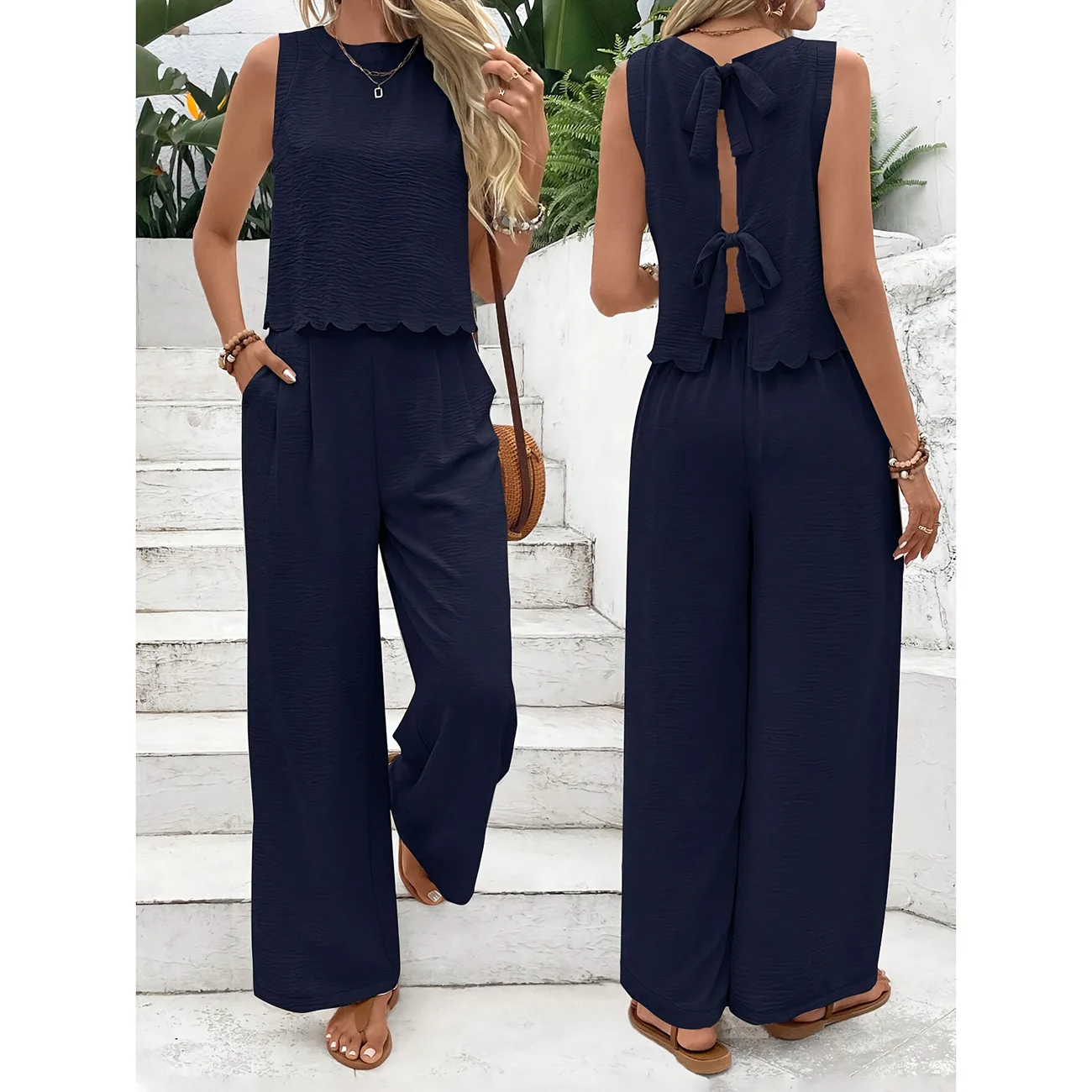 2025 Summer New Women's Fashion Sleeveless Tank Top Casual Pants Set thumbnail 2