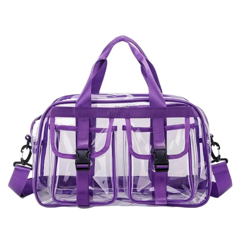 Fashion Versatile Solid Color PVC Transparent Travel Duffels 2025 New Hot Sale Zipper Simple Large Capacity Casual Shoulder Bag thumbnail 6