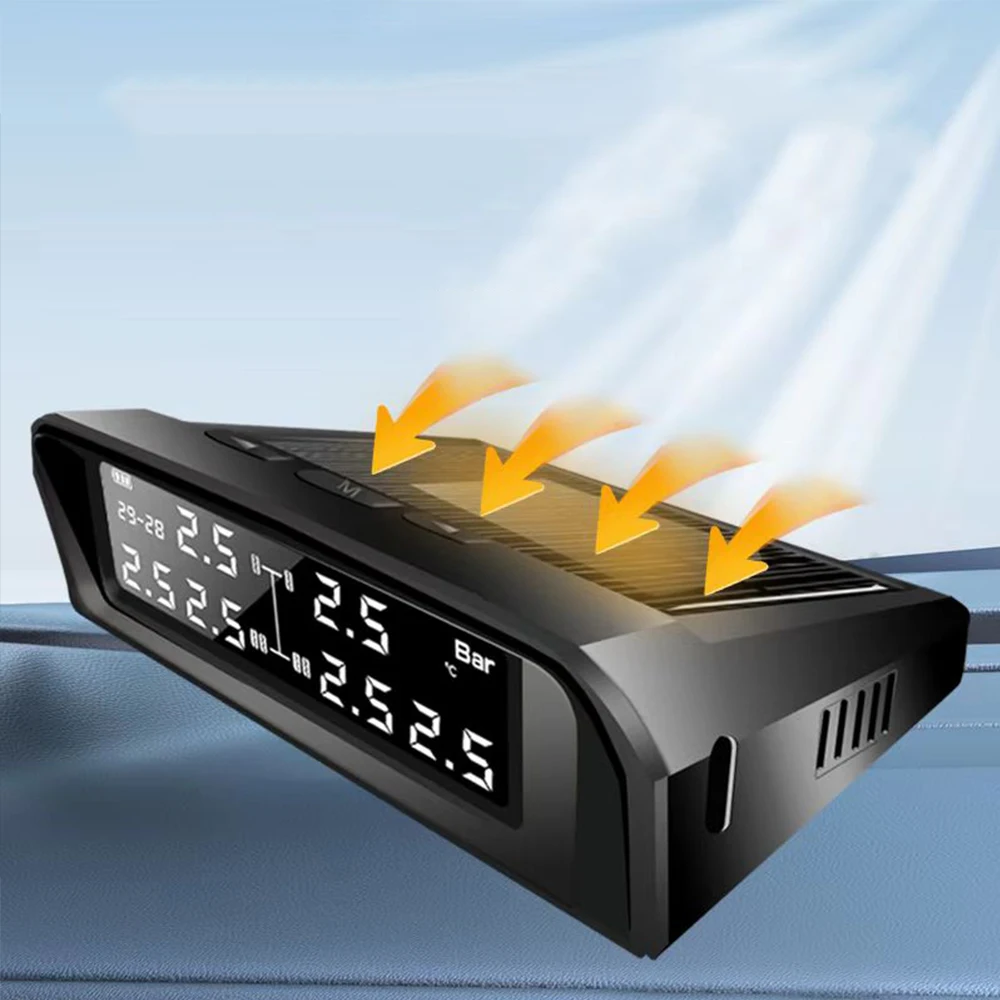 6 TPMS sensor Tire Pressure Monitoring System Caravan Truck SUV, Solar Powered TPMS Auto Security Alarm Tire pressure gauge thumbnail 4