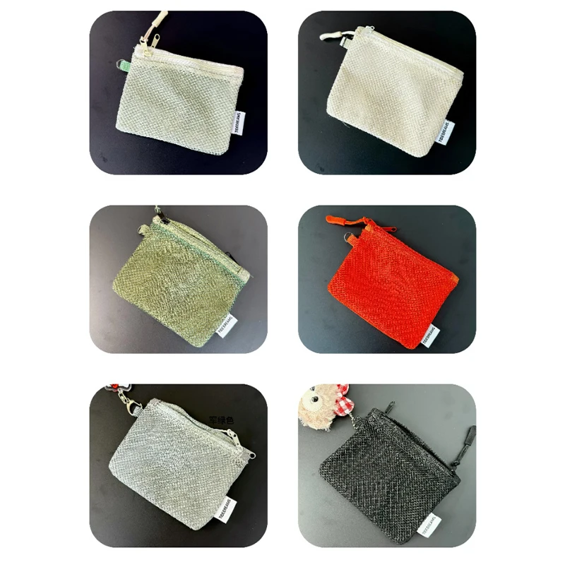 Travel Makeup Storage Bags New Mesh Coin Purse Simple Portable Mini Bag Multi-purpose Square Bag Double-layer Zipper Card Holder thumbnail 6