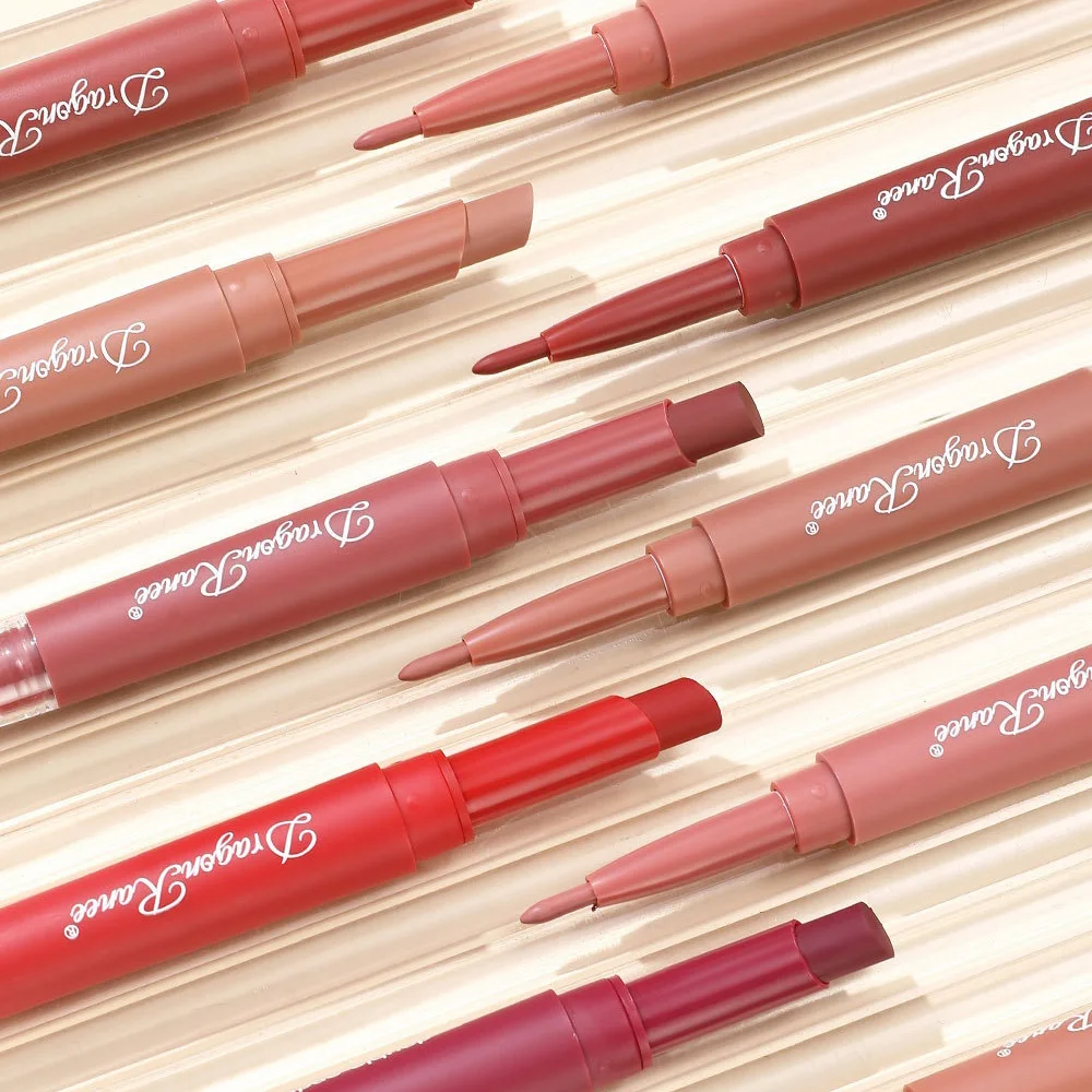 New 2 in 1 Matte Lip Liner Pencil Double Head Lipstick Pen Red Nude Long Lasting Waterproof Brighten Lips Outline Stick Makeup thumbnail 5