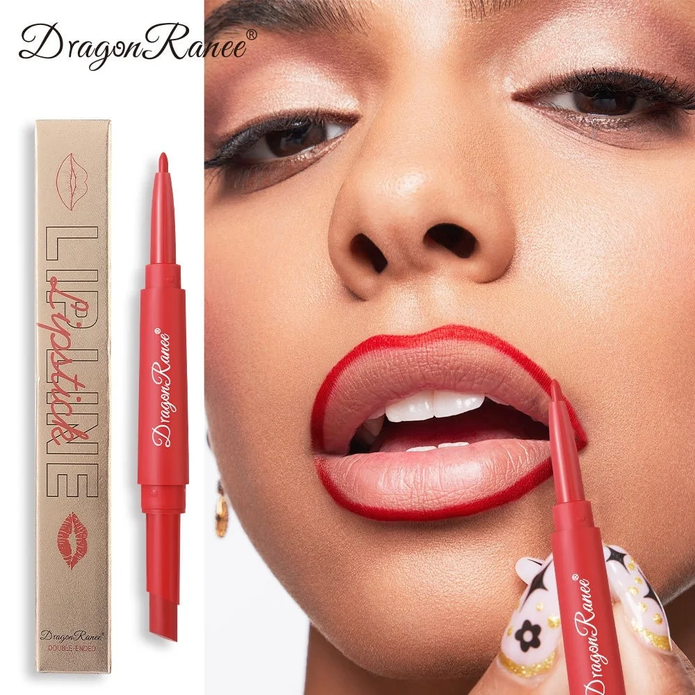New 2 in 1 Matte Lip Liner Pencil Double Head Lipstick Pen Red Nude Long Lasting Waterproof Brighten Lips Outline Stick Makeup thumbnail 3