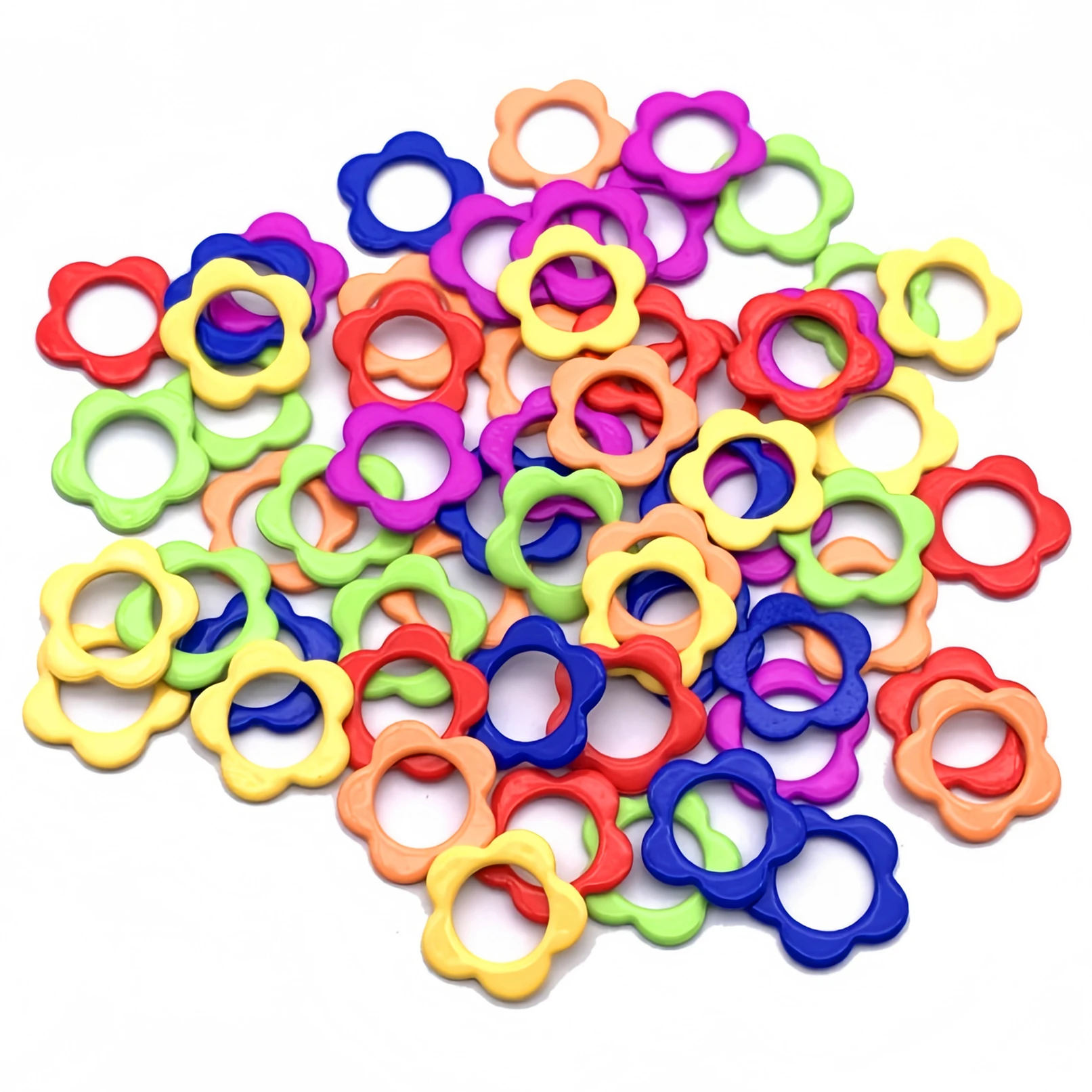 20/40/60PCS Flower Metal Stitch Marker,Colorful Knitting Locking Markers Ring,DIY Craft Accessories,Knitting Supplies thumbnail 2