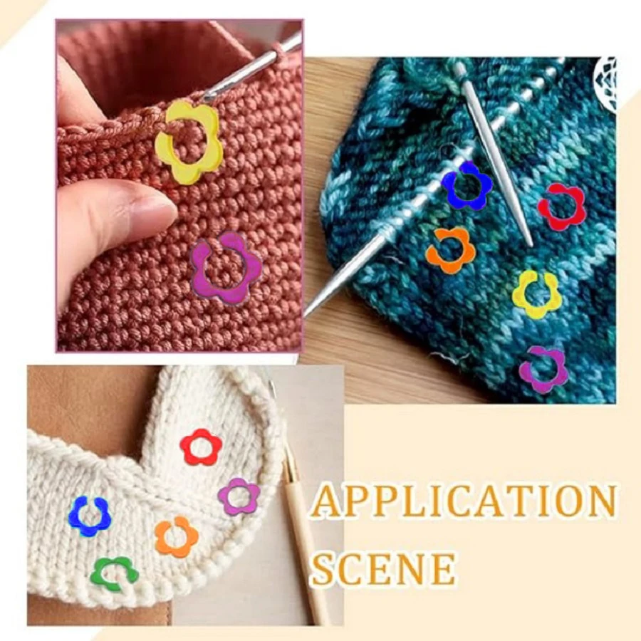 20/40/60PCS Flower Metal Stitch Marker,Colorful Knitting Locking Markers Ring,DIY Craft Accessories,Knitting Supplies thumbnail 5