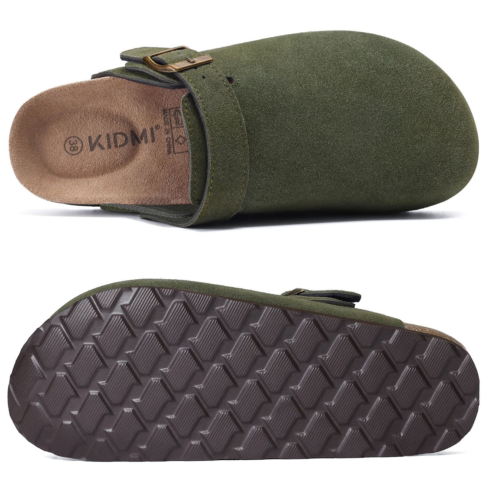 Litfun Suede Women's Clogs with Adjustable Strap Cork Footbed Leather Mules with Arch Support Unisex Outdoor Clogs Potato Shoes thumbnail 2