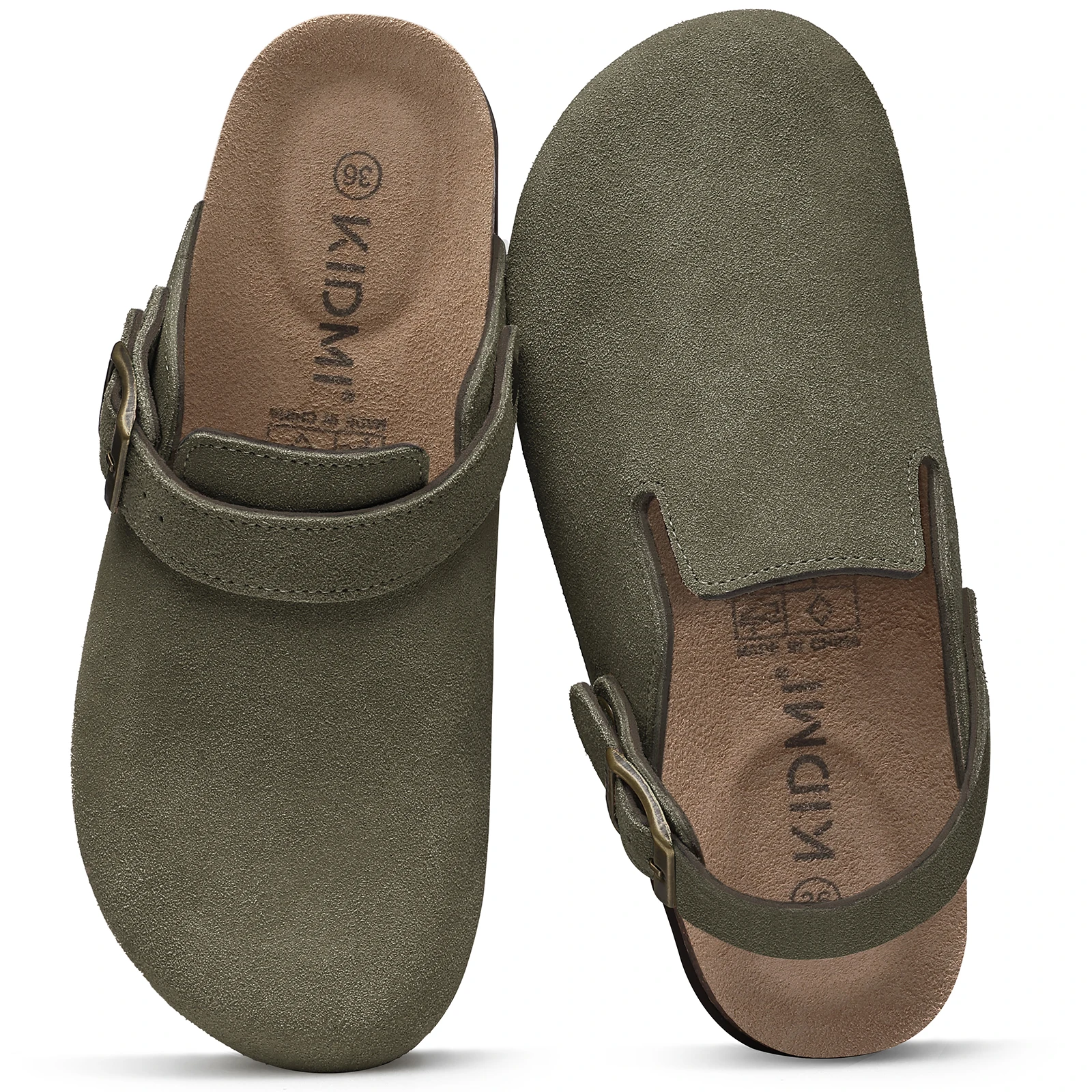 Litfun Suede Women's Clogs with Adjustable Strap Cork Footbed Leather Mules with Arch Support Unisex Outdoor Clogs Potato Shoes thumbnail 5