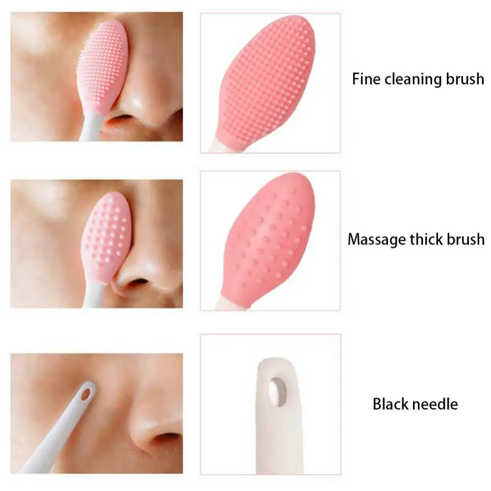 1PC/4PCS  Beauty Skin Care Wash Face Silicone Brush Exfoliating Nose Clean Blackhead Removal Brushes Tools With Replacement Head thumbnail 4