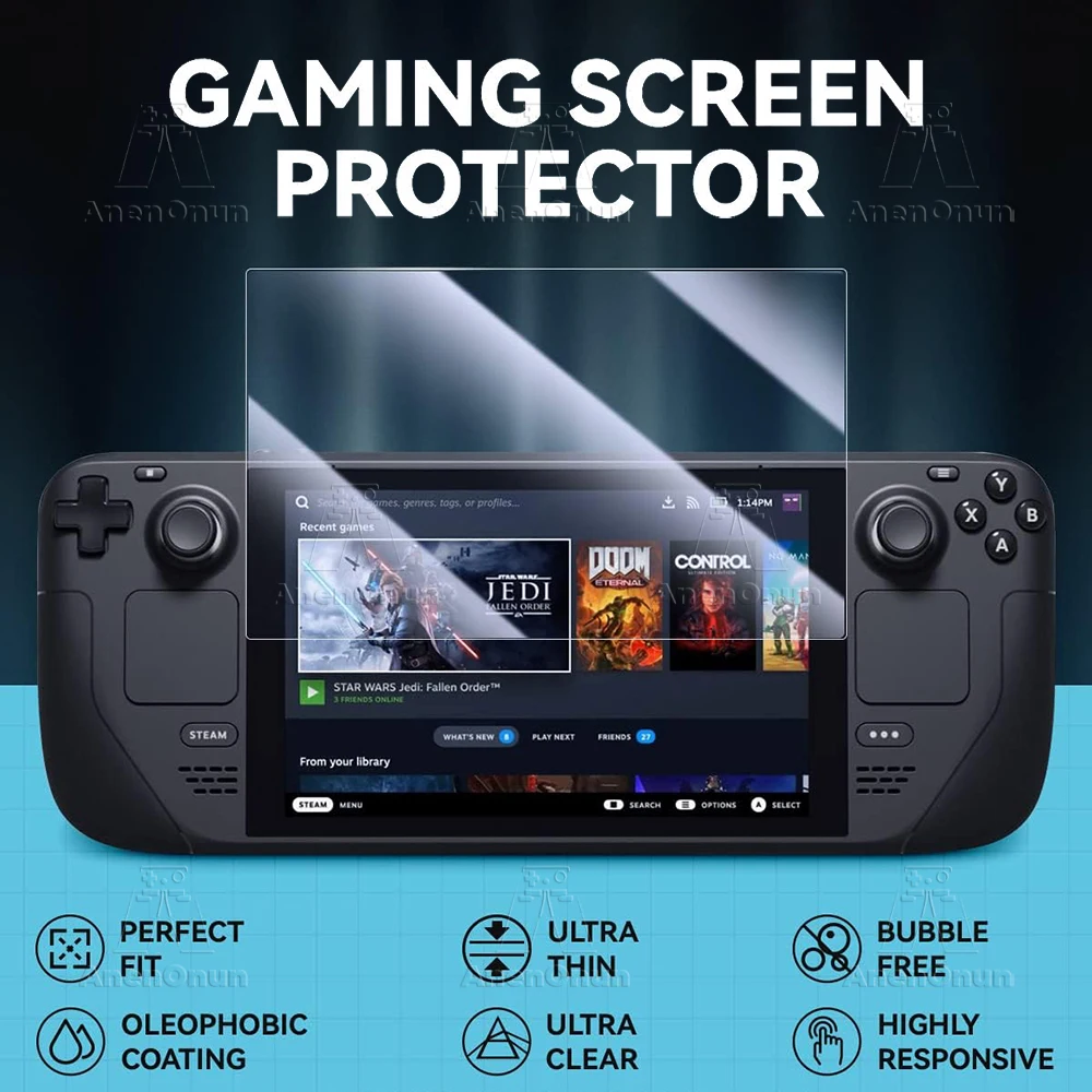 Steam Deck/Steam Deck Oled Tempered Glass Screen Protector 2.5D Curved Edge 9H Hardness Shatterproof Anti-Scratch HD Bubble-Free thumbnail 2