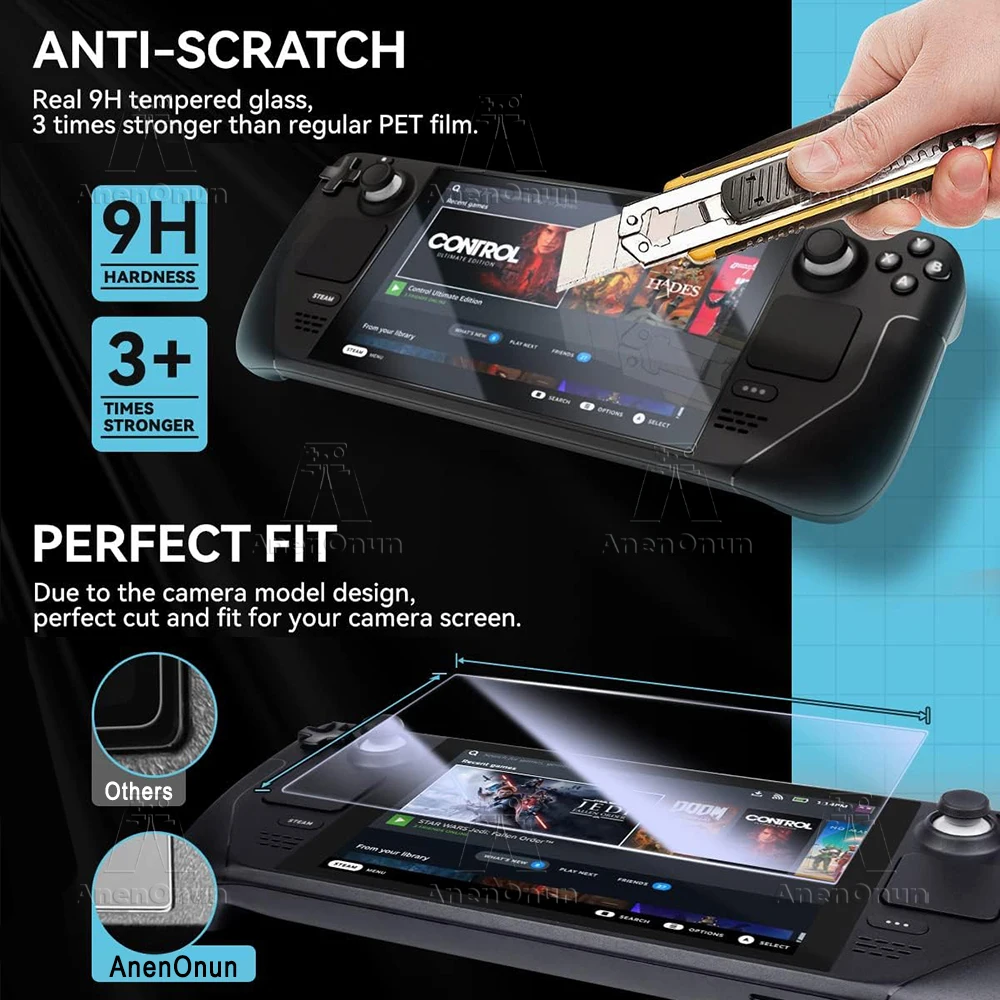 Steam Deck/Steam Deck Oled Tempered Glass Screen Protector 2.5D Curved Edge 9H Hardness Shatterproof Anti-Scratch HD Bubble-Free thumbnail 3