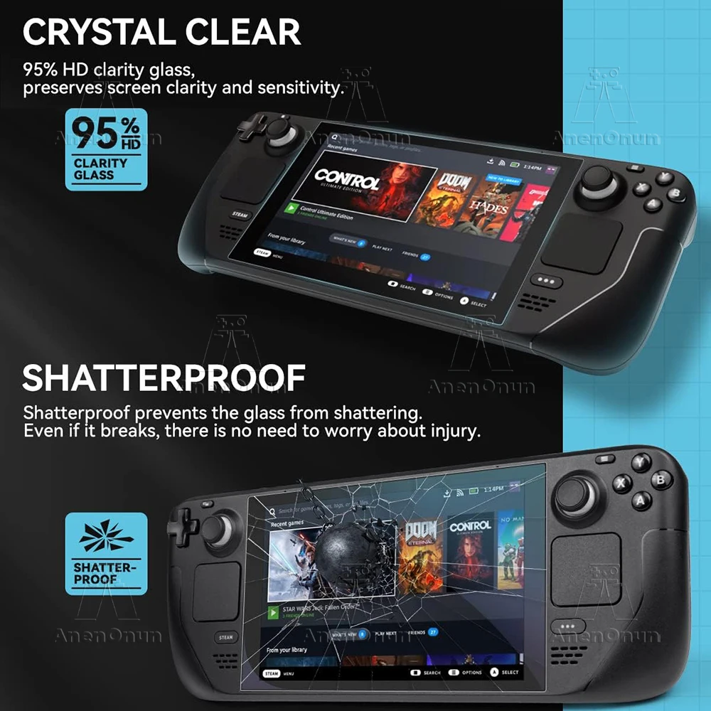 Steam Deck/Steam Deck Oled Tempered Glass Screen Protector 2.5D Curved Edge 9H Hardness Shatterproof Anti-Scratch HD Bubble-Free thumbnail 4