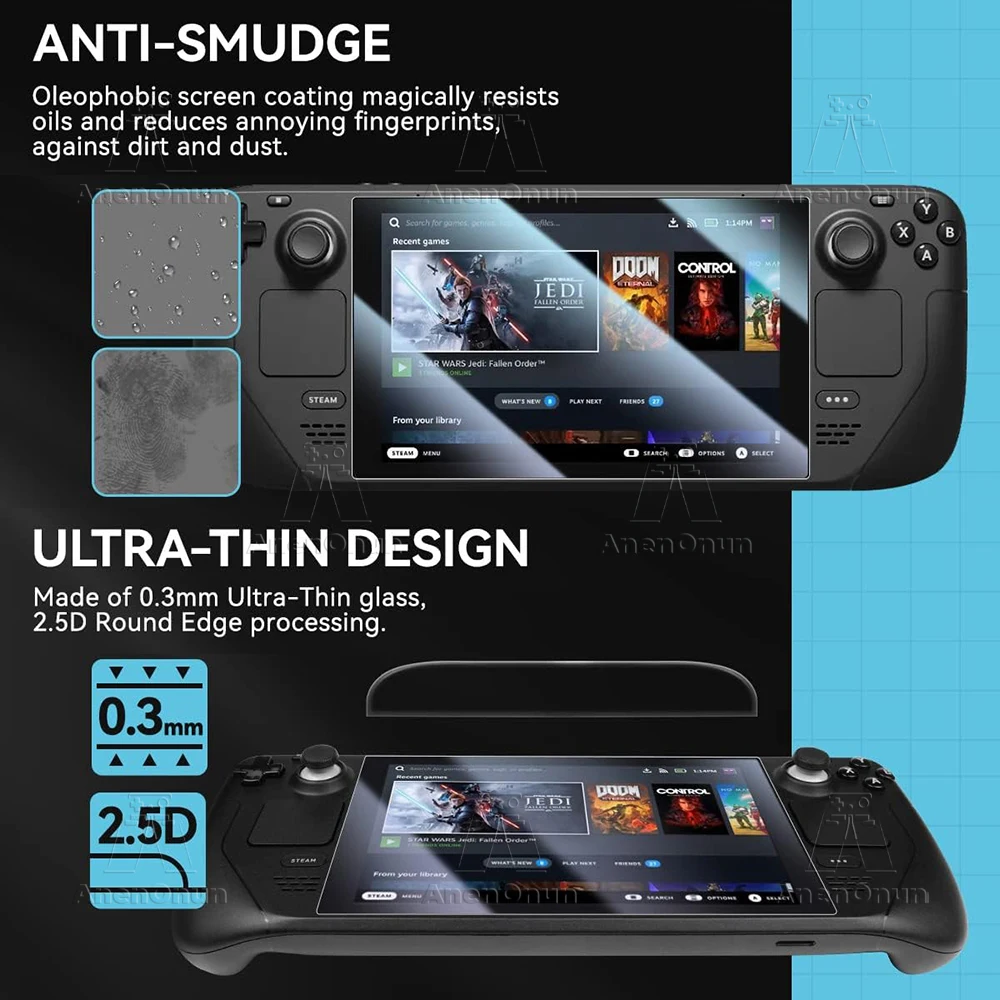 Steam Deck/Steam Deck Oled Tempered Glass Screen Protector 2.5D Curved Edge 9H Hardness Shatterproof Anti-Scratch HD Bubble-Free thumbnail 5